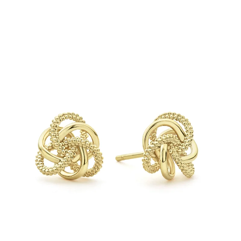 Designer earrings for women -Love Knot Small 18K Gold Love Knot Stud Earrings