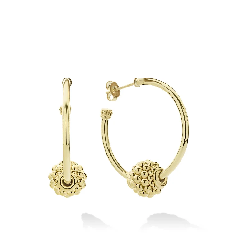 Custom-made earrings for women -Caviar Gold Small 18K Gold Caviar Ball Hoop Earrings