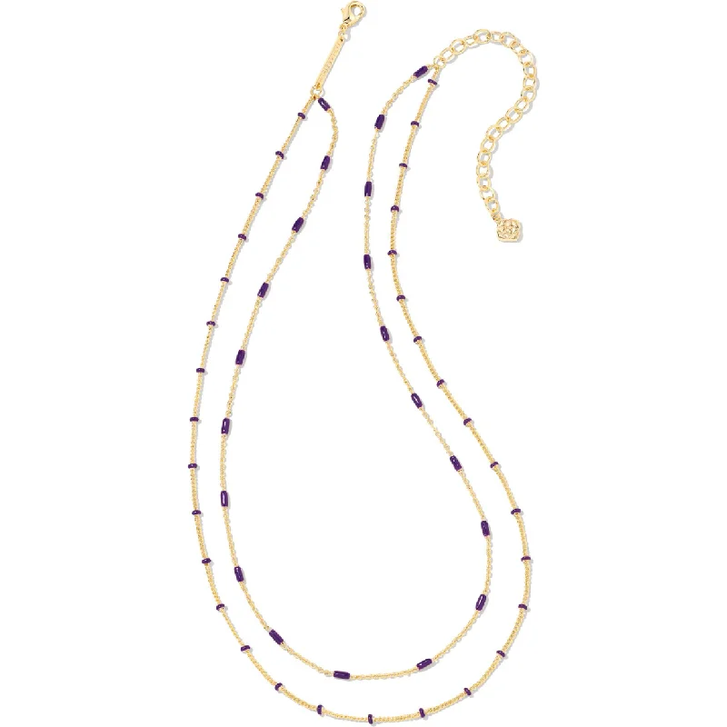 Minimalist gold necklaces for women -Kendra Scott Dottie Gold Strand Necklace In Amethyst