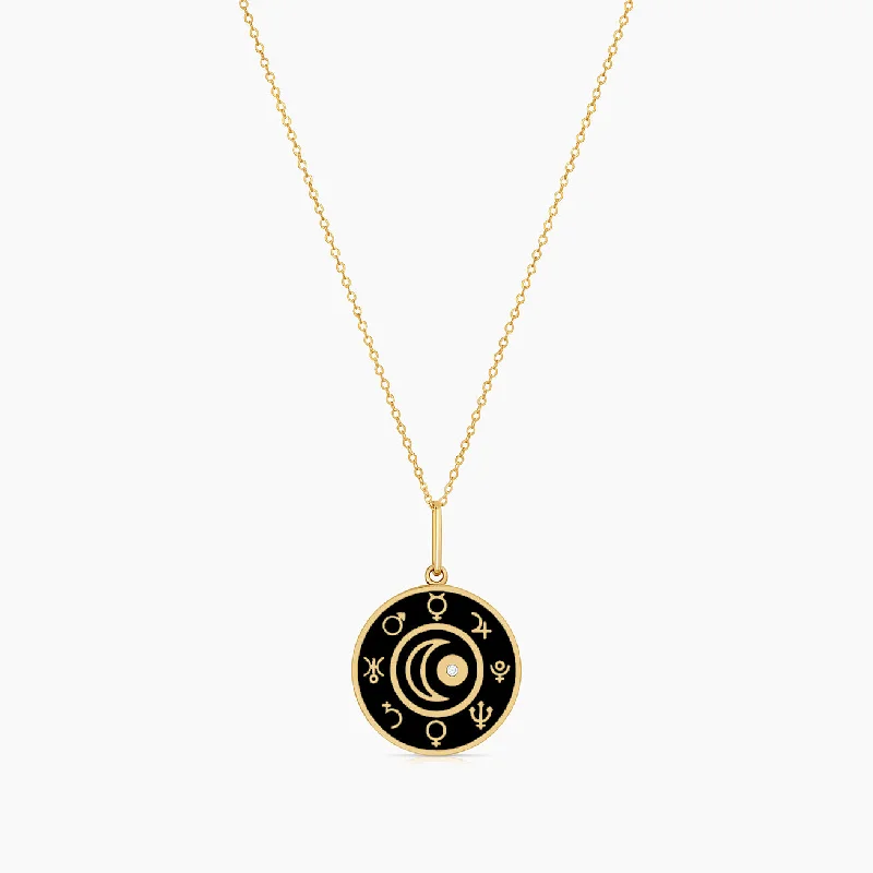 Chunky necklaces for women -Alchemy Black Enamel Necklace