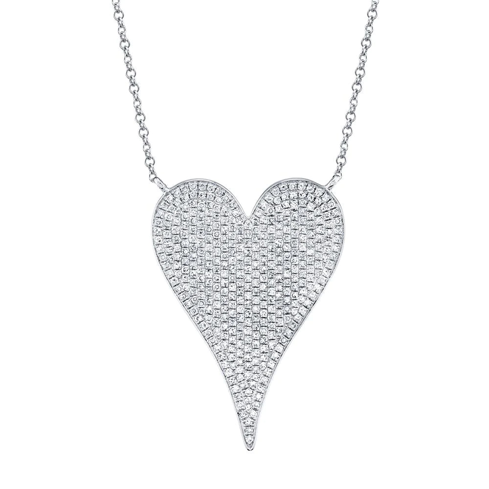 Colorful pendant necklaces for women -Shy Creation 'Amor' Pave Diamond Heart Necklace - Large