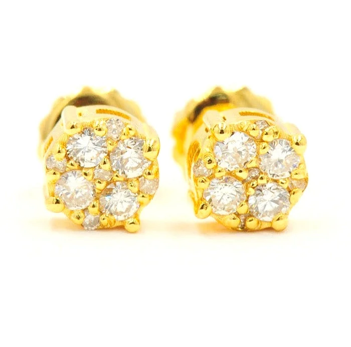 Gold stud earrings for women -Custom 0.35CT Diamond Cluster / Flower Earrings