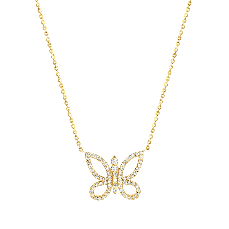 Heart-shaped necklaces for women -Diamond Pave Butterfly Necklace