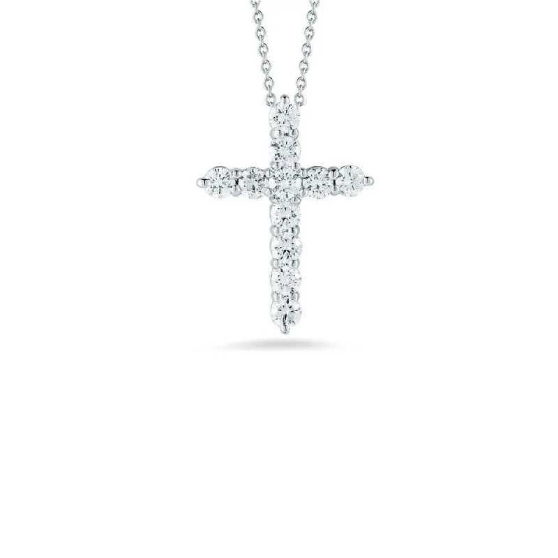 Chain necklaces for women -Roberto Coin 18K White Cross Diamond Pendant