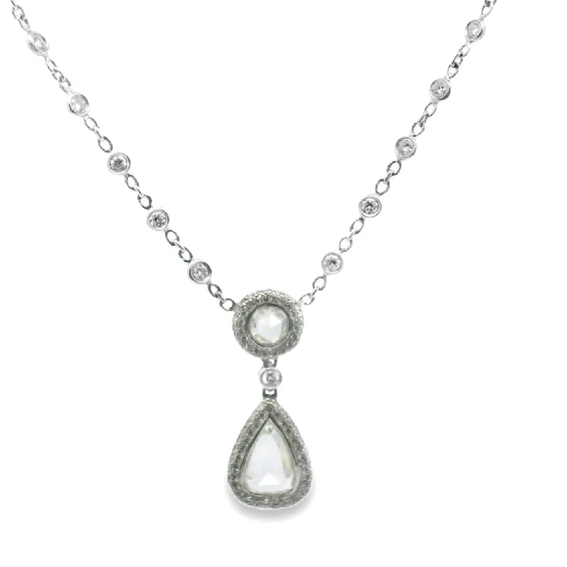 Fashion necklaces for women -Diamond Rose Cut Pear Shape Drop Necklace