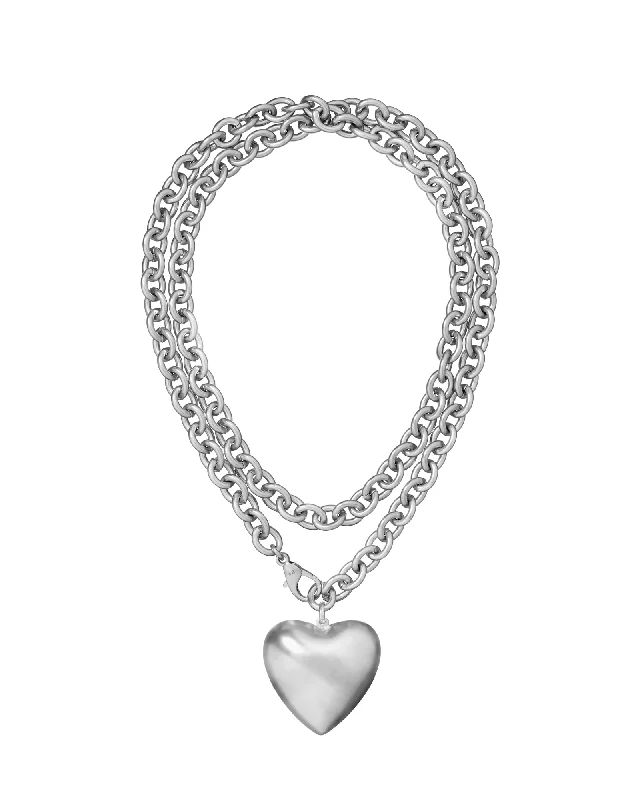 Luxury necklaces for women -The Puffy Heart Necklace in Silver