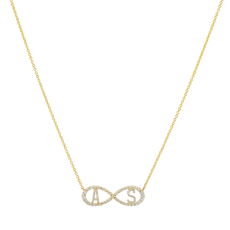 Dainty necklaces for women -Diamond Infinity Letter Necklace