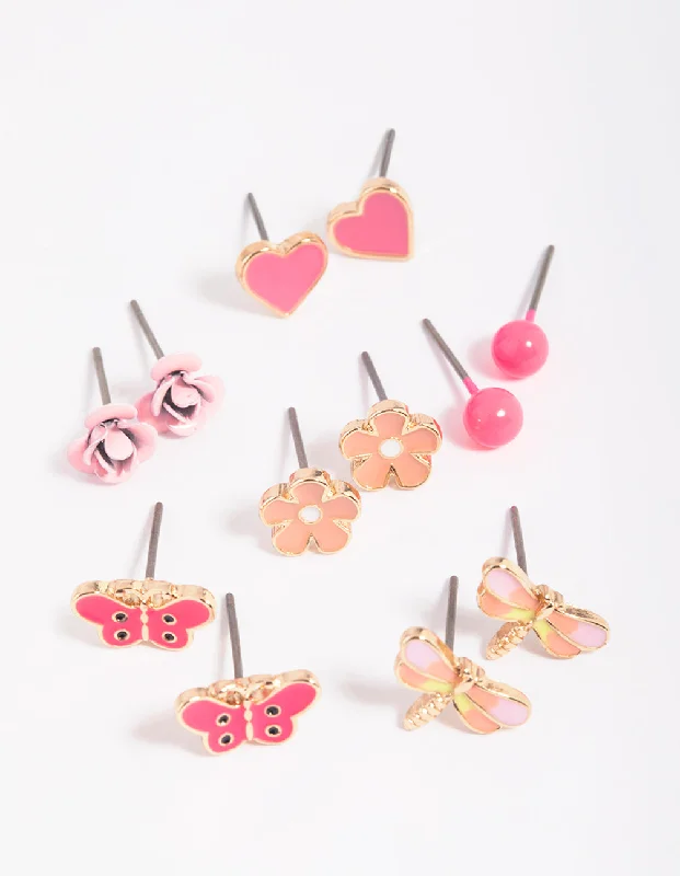 Small stud earrings for women -Kids Pretty Garden Stud Earring 6-Pack