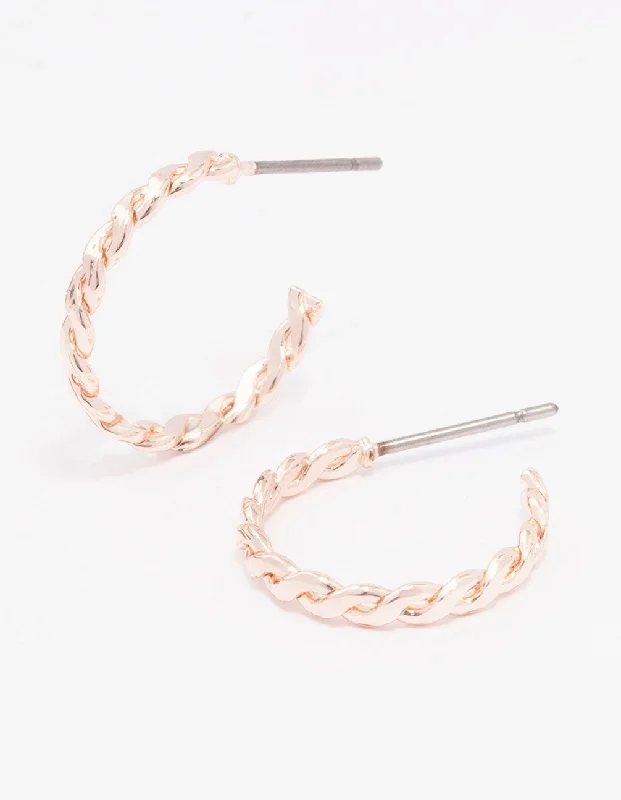 Women’s geometric earrings -Rose Gold Figure Eight Twisted Huggie Earrings