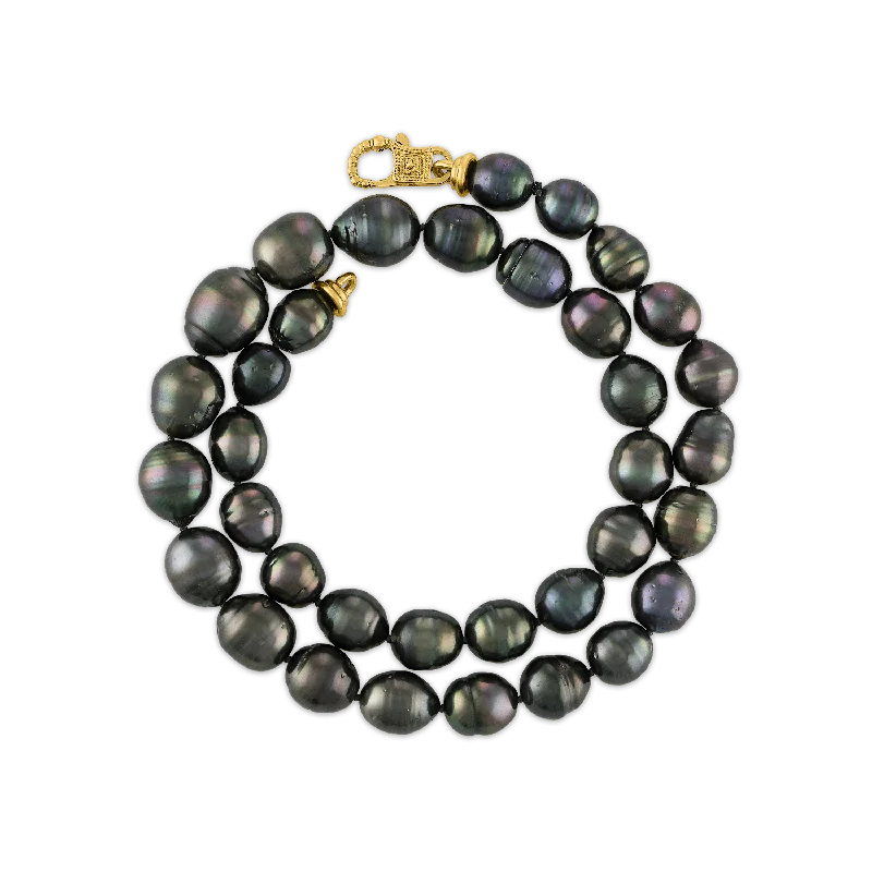 Stylish necklaces for women -Tahitian Pearl Strand with Fibula Clasp