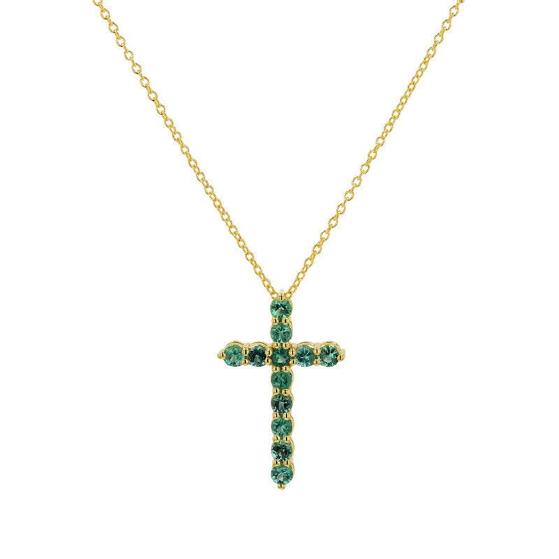 Custom necklaces for women -Emerald Cross Necklace