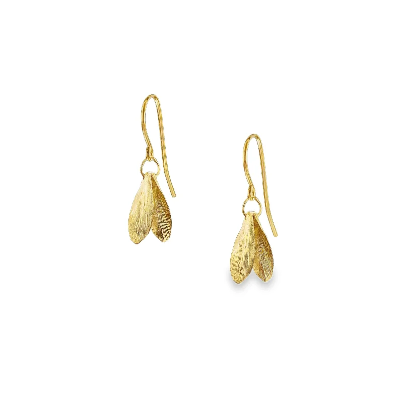 Gemstone earrings for women -Gold Mini Double Leaf Earrings