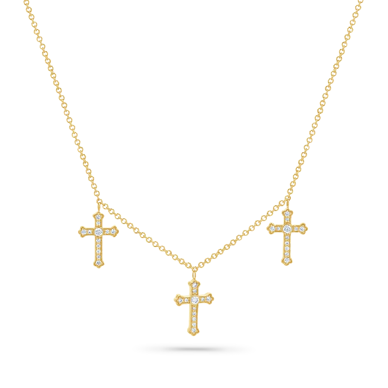 Vintage necklaces for women -Trinity Diamond Cross Necklace