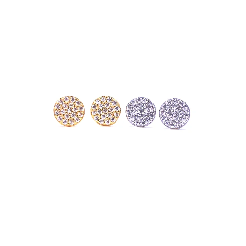 Custom earrings for women -Ashley Gold Sterling Silver Closed Circle Cluster CZ Design Stud Earrings