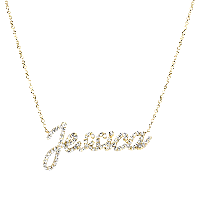 Unique pendant necklaces for women -Diamond Custom Script Name Necklace