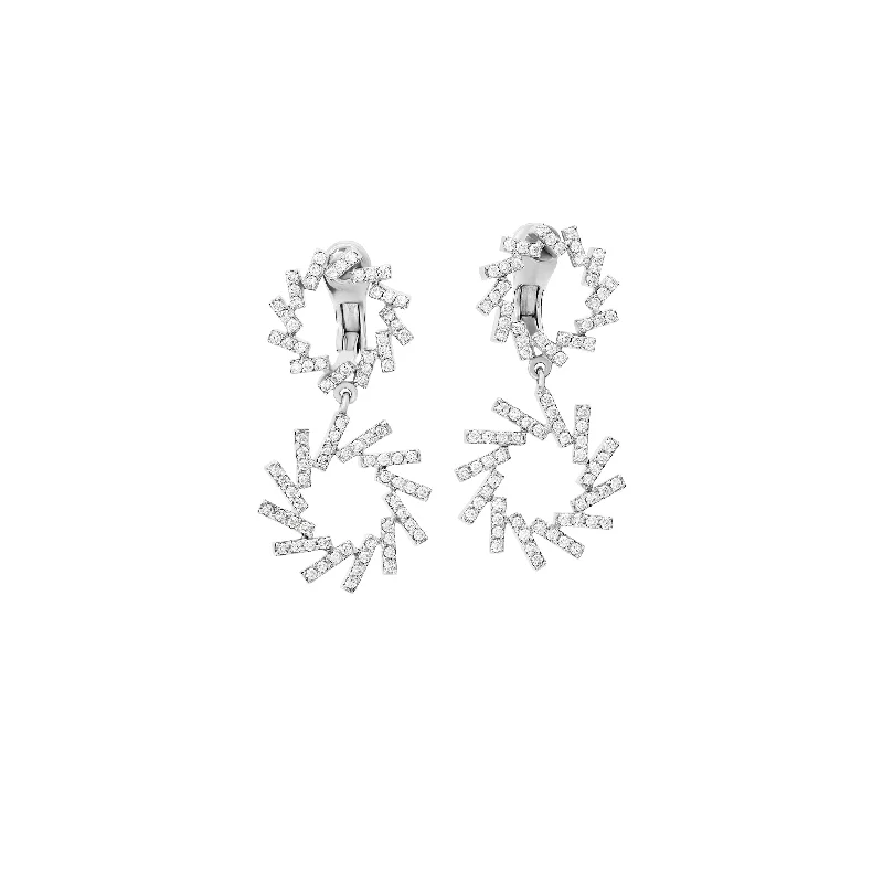 Diamond hoop earrings for women -Zellije Double Earrings 18ct White Gold - Diamond