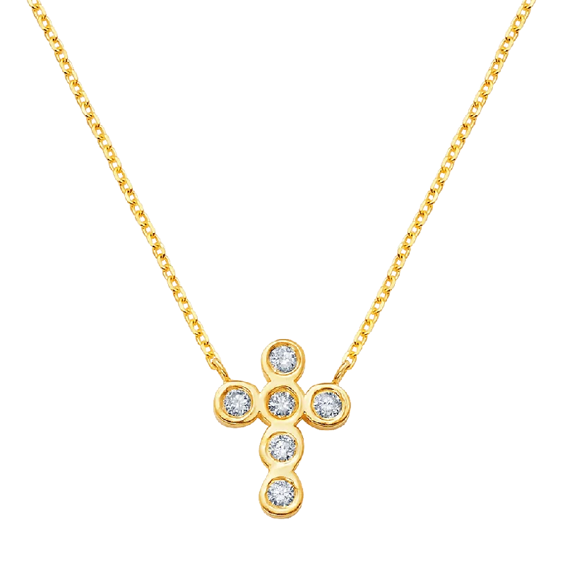 Adjustable necklaces for women -Diamond Bezel Cross Necklace