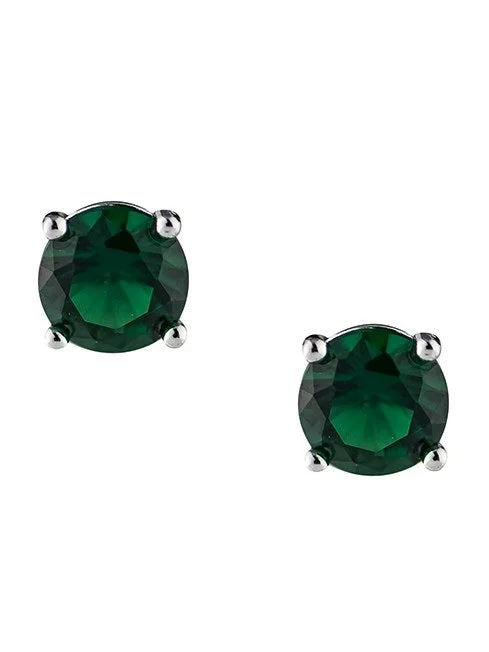 Long earrings for women -Classic Green CZ Pierced Stud Earring