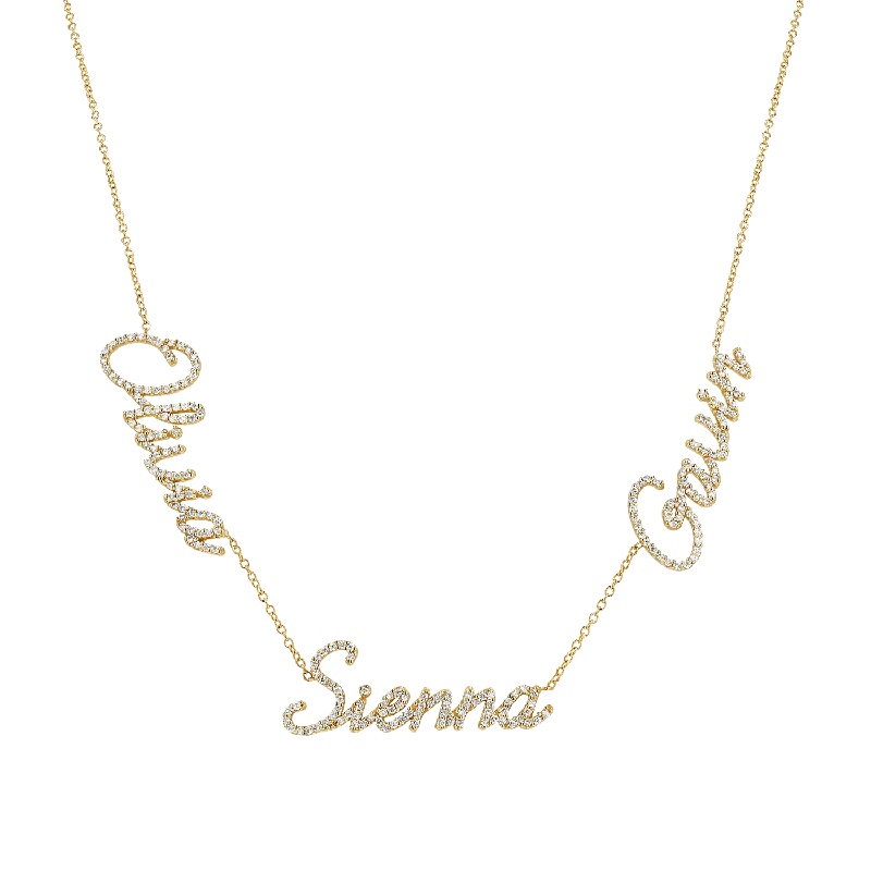 Designer luxury necklaces for women -Multi Diamond Custom Script Name Necklace