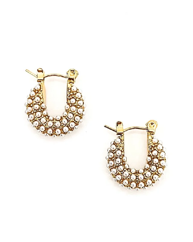 Hoop earrings for women -Elias Pearl Huggie Earring