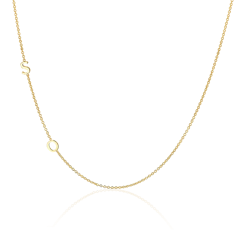 Custom initials necklaces for women -14K Gold Asymmetrical Multi Initial Necklace