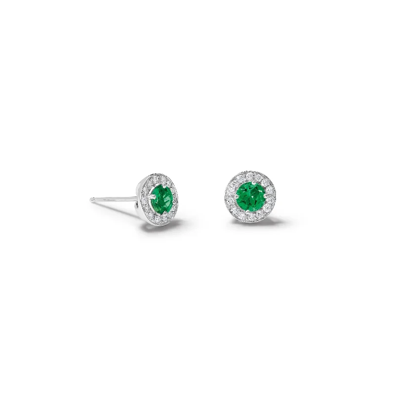 Custom gemstone earrings for women -Theresa Stud Earrings 18ct White Gold - Tsavorite Garnet & Diamond Pavé