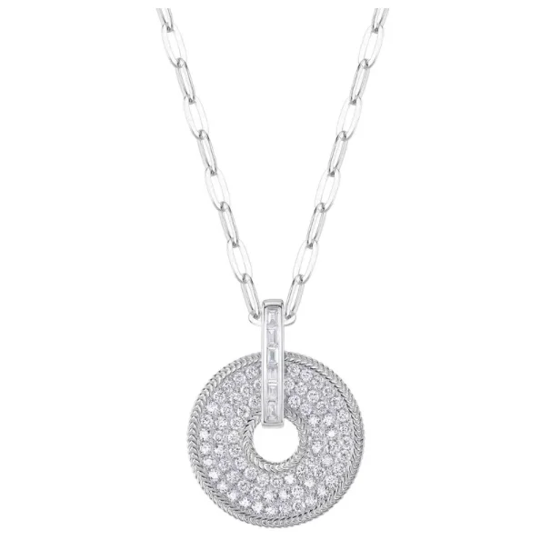 Custom initials necklaces for women -Shy Creation Pave Diamond Spinner Disc Necklace