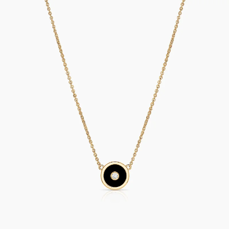 Simple diamond necklaces for women -Petite Balia Black Enamel Necklace