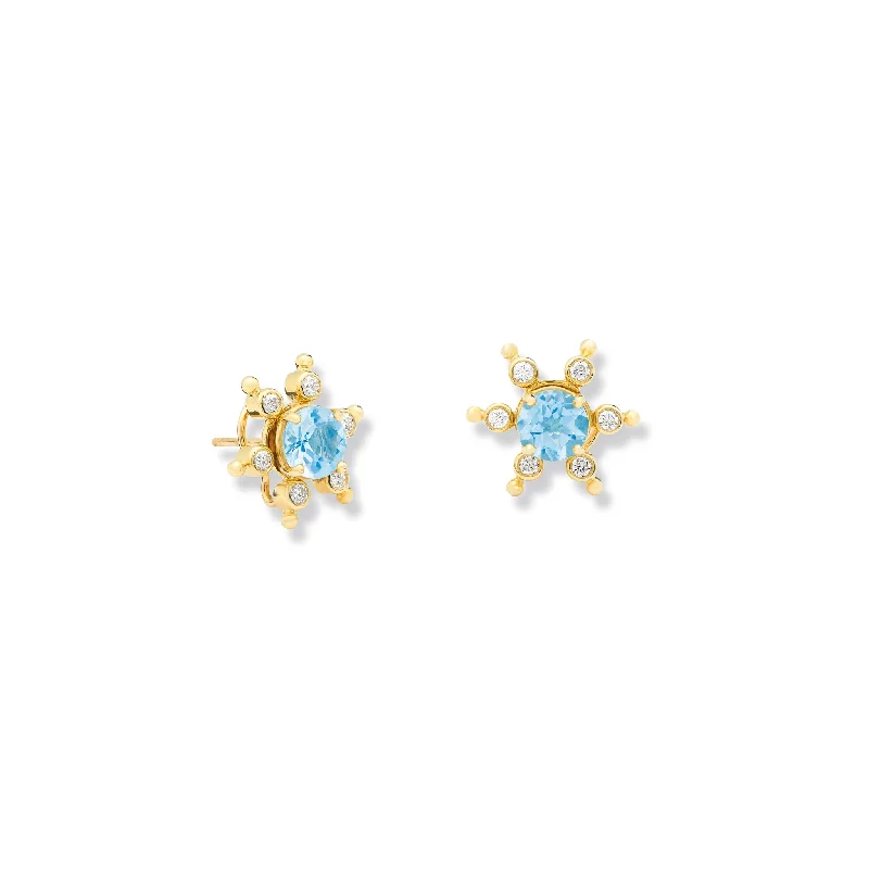 Multi-layered earrings for women -Cactus Earring Halos Yellow Gold - Diamond