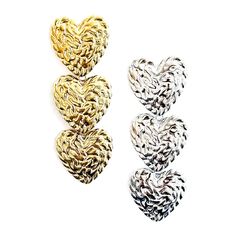 Simple earrings for women -Evian Textured Heart Earrings || Choose Color