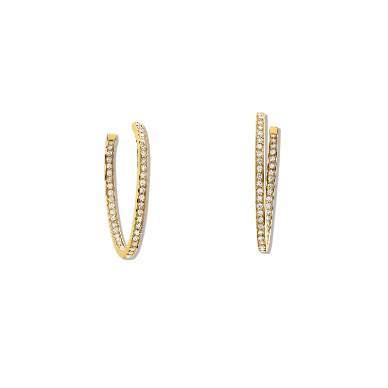 Crystal stud earrings for women -Safiyya Hoop Earrings 18ct Yellow Gold - Diamond