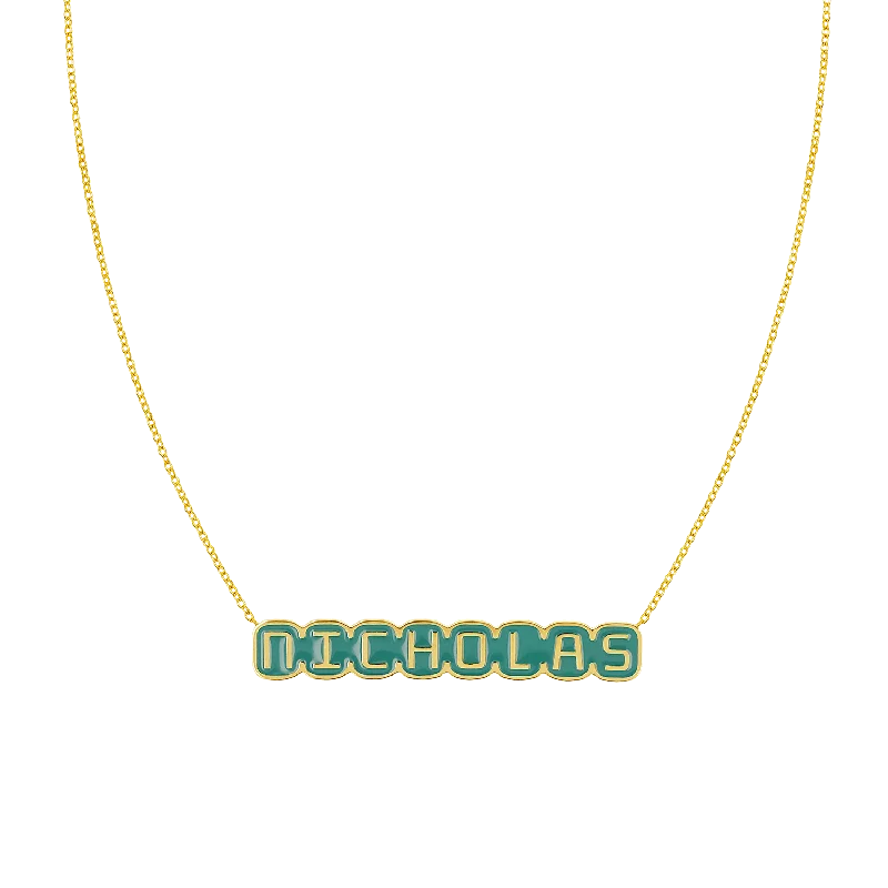 Fashion chokers for women -Retro Enamel Name Necklace