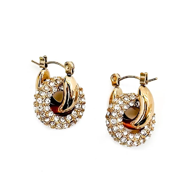 Large statement earrings for women -Estelle Crystal Double Hoop Earrings