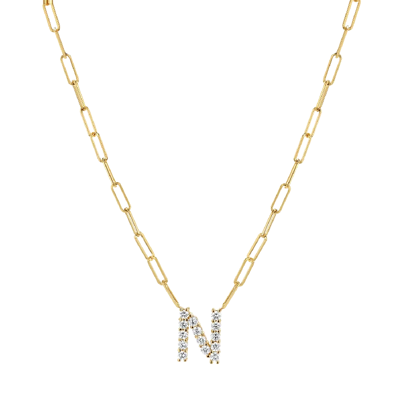 Gold-plated necklaces for women -Grand Initial Paper Clip Necklace