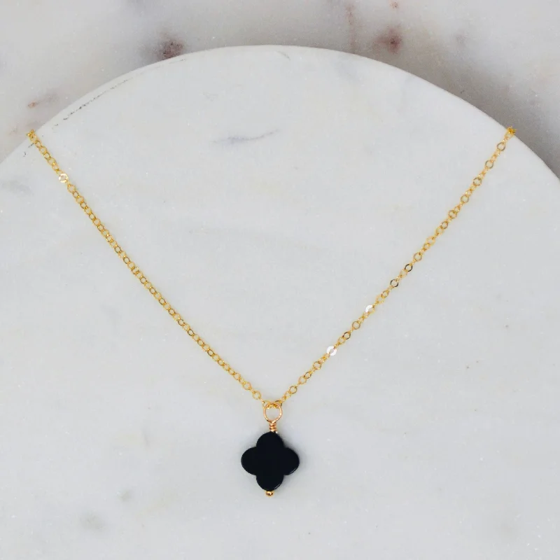 Designer necklaces for women -Payton Clover Necklace - Onyx