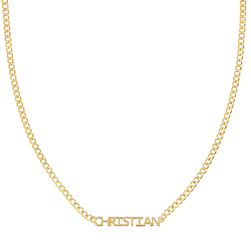 Necklaces with gemstones for women -Mini Single Name Cuban Chain Necklace