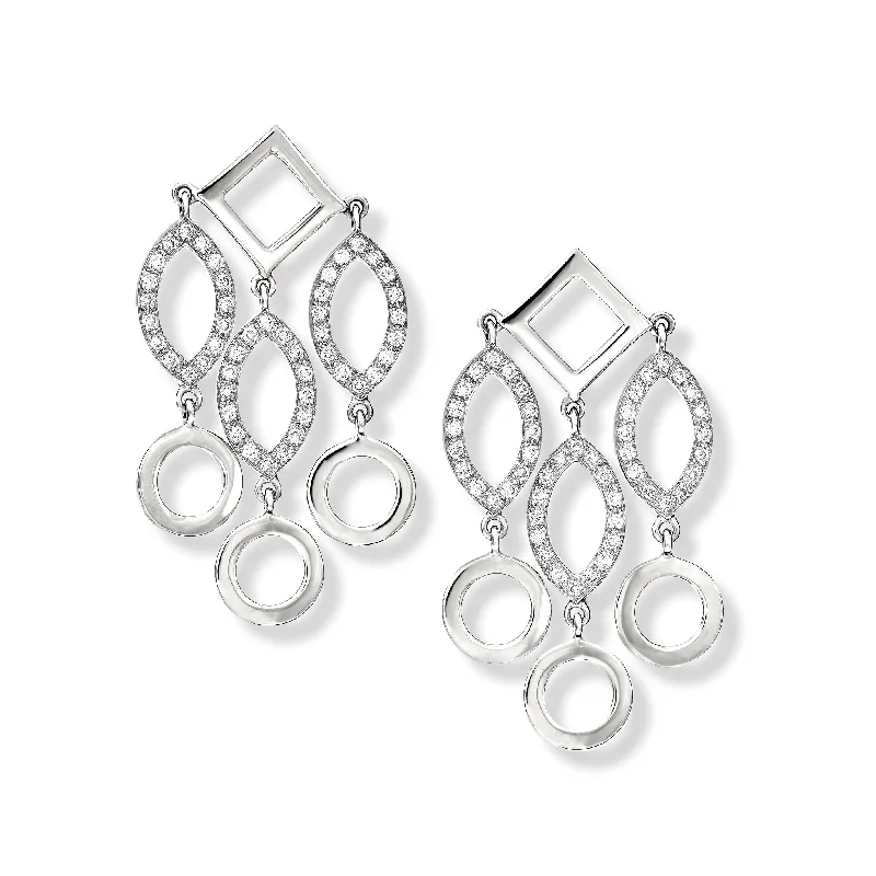 Trendy hoop earrings for women -Temple of Heaven Earrings 18ct White Gold - Diamond