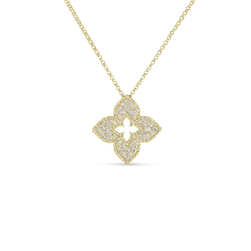 Romantic necklaces for women -Roberto Coin 18K Yellow Gold Venetian Princess Diamond Necklace