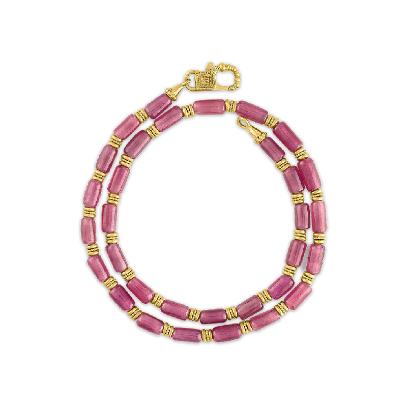 Antique-style necklaces for women -Ruby Bamboo Chain with Fibula Clasp