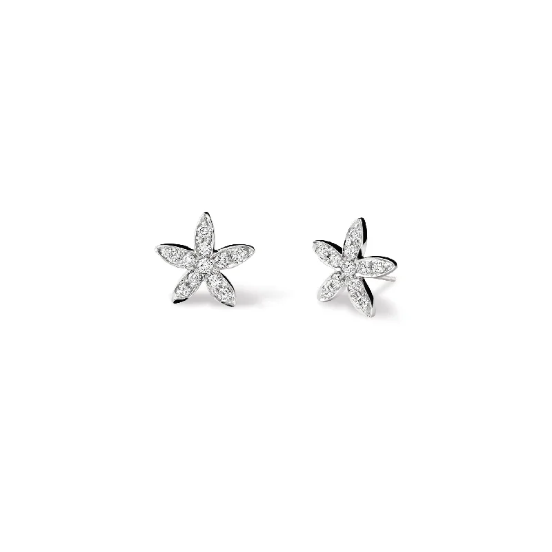 Elegant gemstone earrings for women -Estrela do Mar Small Earrings  White Gold - Diamond Pavé