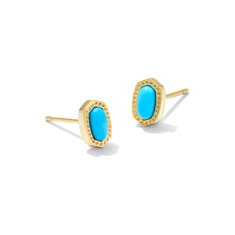 Statement necklaces for women -Kendra Scott Ellie Mini Gold Studs In Turquoise Magnesite