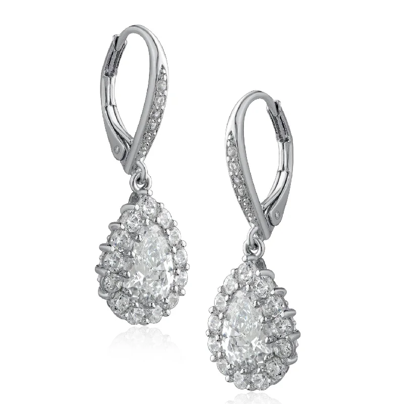 Elegant drop earrings for women -Pear CZ Drop Earrings