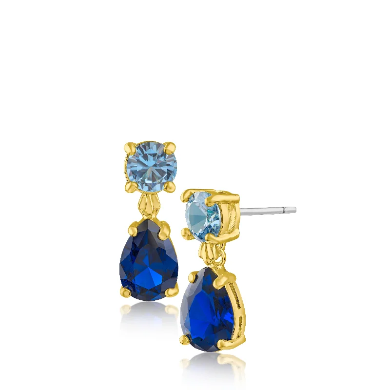 Fashion hoop earrings for women -Delicate Aqua and Blue Sapphire Drop Earrings