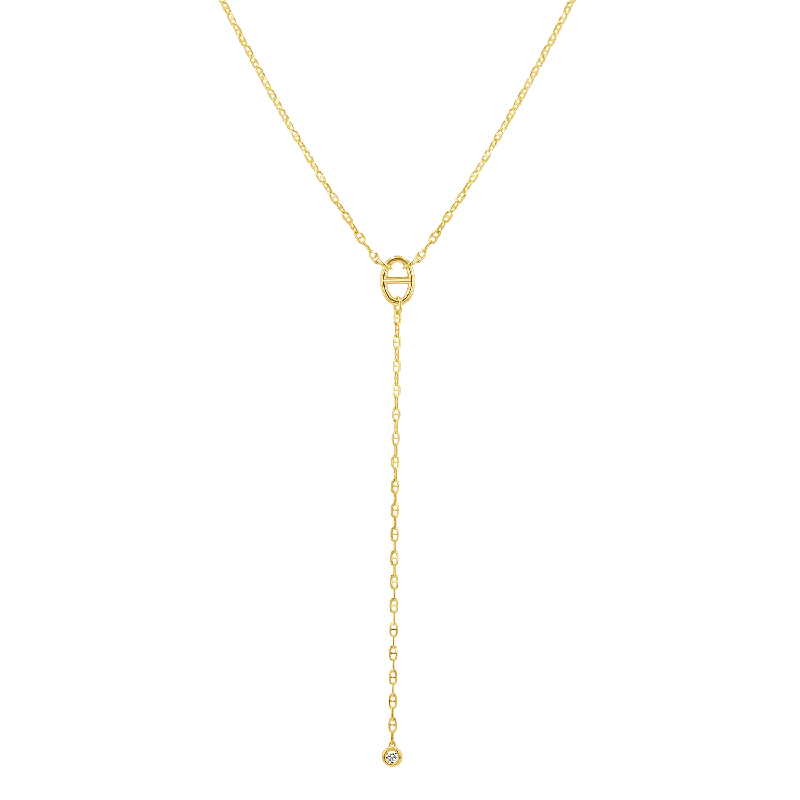 Trendy necklaces for women -Diamond Mariner Lariat Necklace