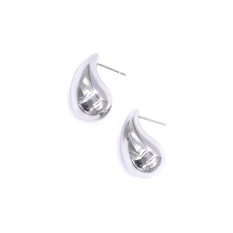 Hoop earrings for women -Ashley Gold Stainless Steel Tear Puff Stud Earrings