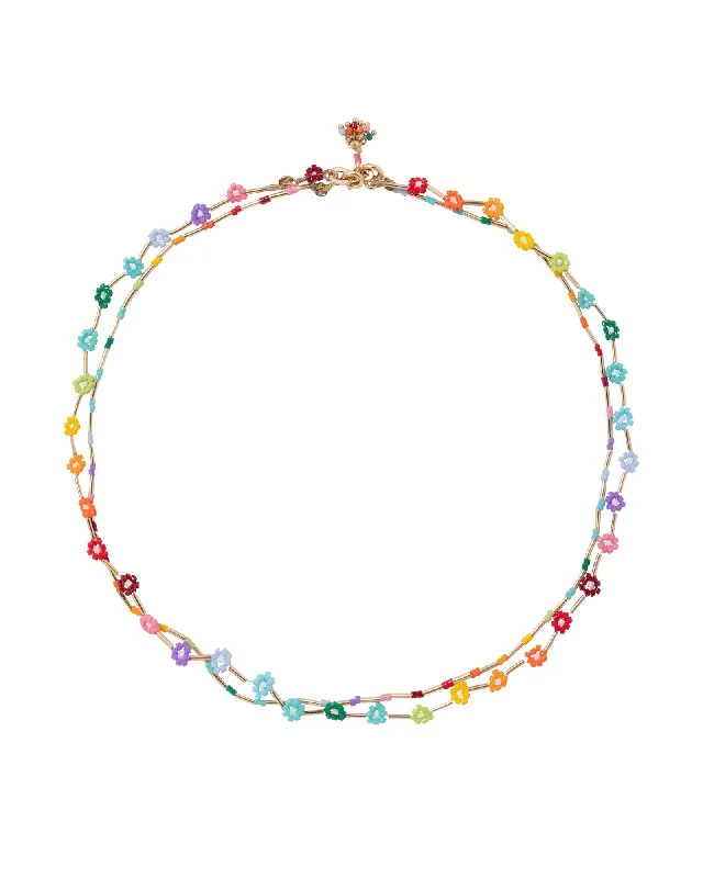 Elegant pearl necklaces for women -Flower Patch Necklace in Rainbow