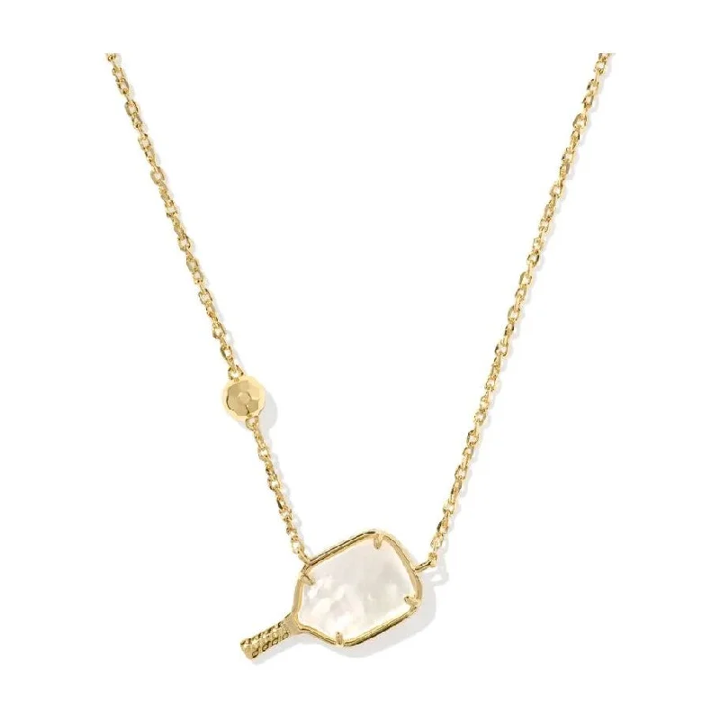 Statement gold necklaces for women -Kendra Scott Pickleball Necklace in Ivory Mother of Pearl