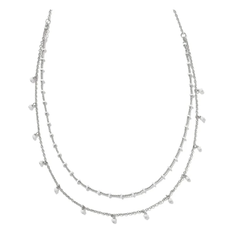 Choker-style necklaces for women -Kendra Scott Eve Silver Multi Strand Necklace in White Mix