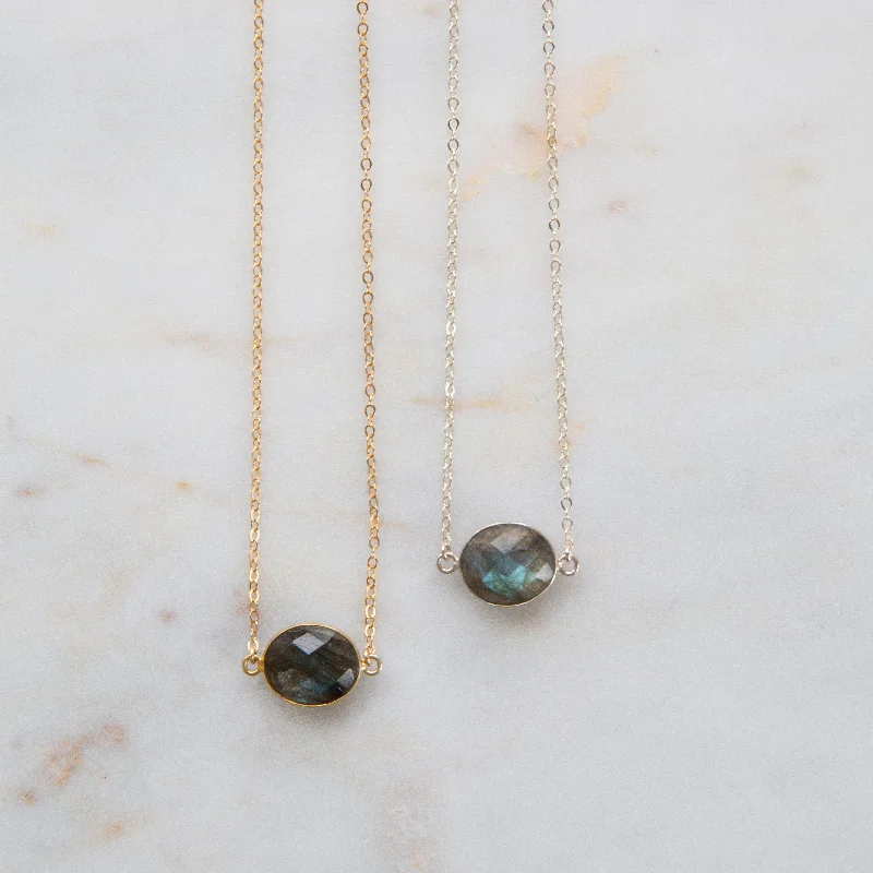 Long pendant necklaces for women -Labradorite Bezel Necklace