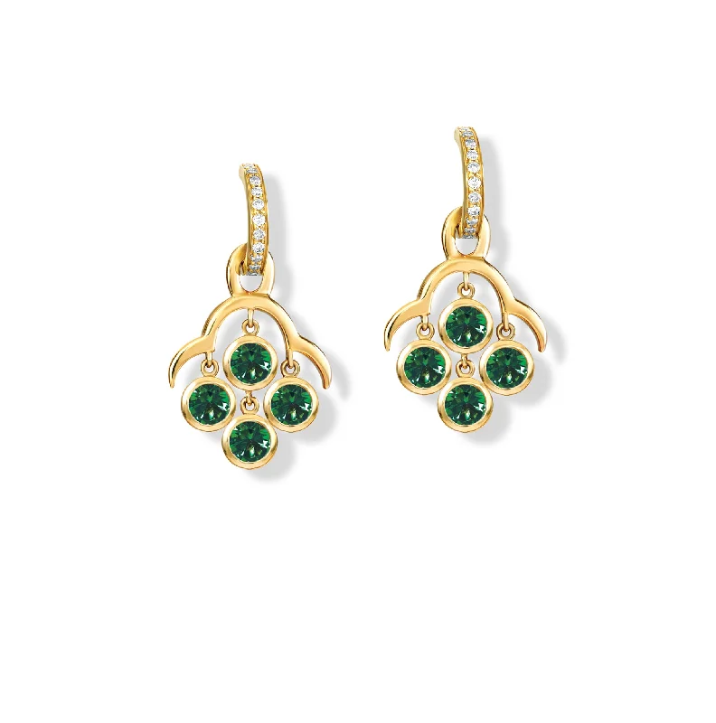 Bridal drop earrings for women -Acai Earring Drops Yellow Gold - Chrome Diopside